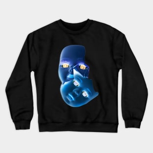 Freaky Halloween Broken Doll Zombie Blue Faces Crewneck Sweatshirt